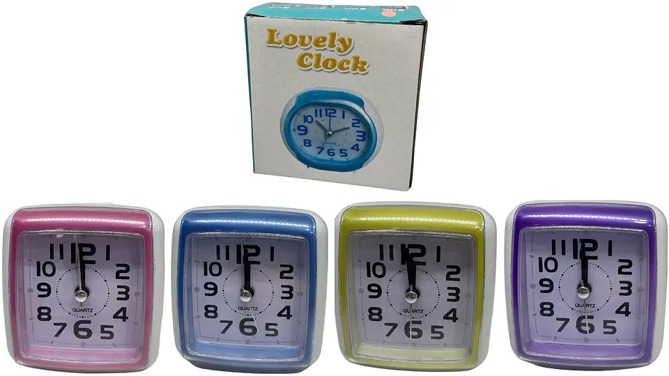 Reloj despertador para mesa cuadrado colores pasteles 8x8cm 1