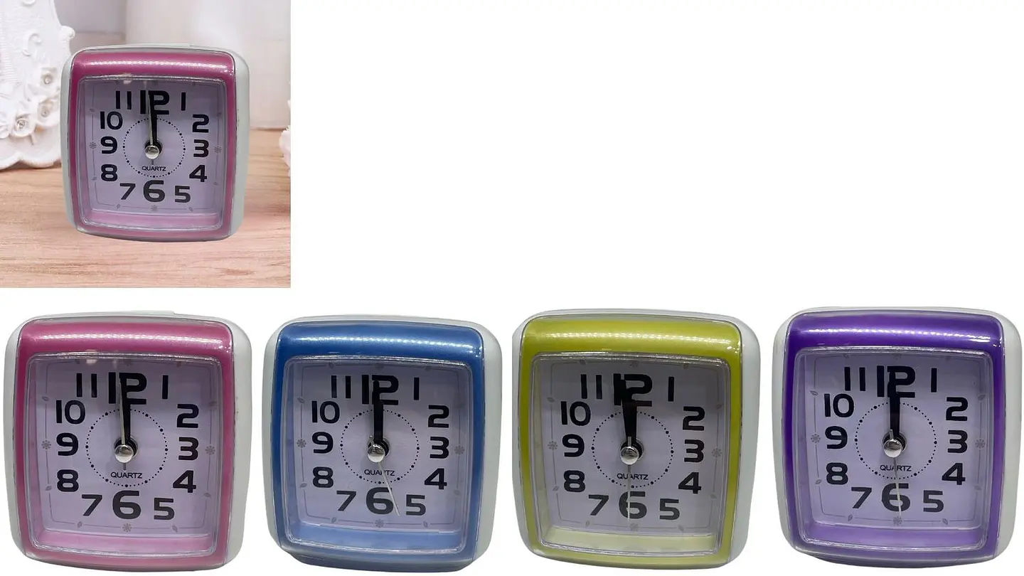 Reloj despertador para mesa cuadrado colores pasteles 8x8cm 2