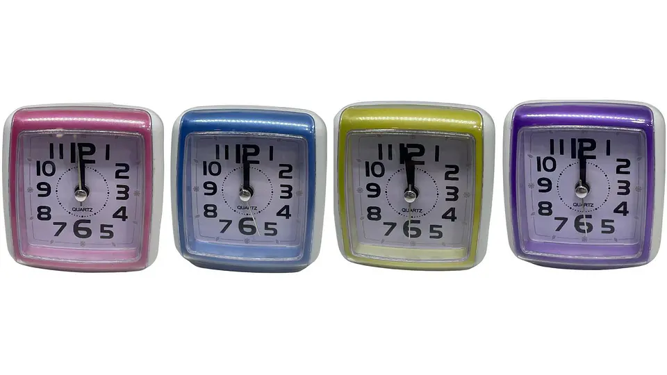 Reloj despertador para mesa cuadrado colores pasteles 8x8cm 3