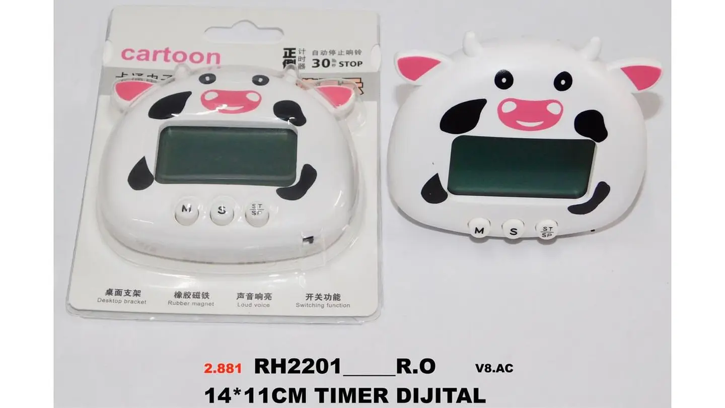 Temporizador Digital Con Imán Diseño Vaca Minutos Segundos 5