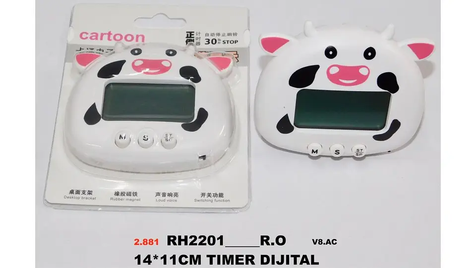 Temporizador Digital Con Imán Diseño Vaca Minutos Segundos 5