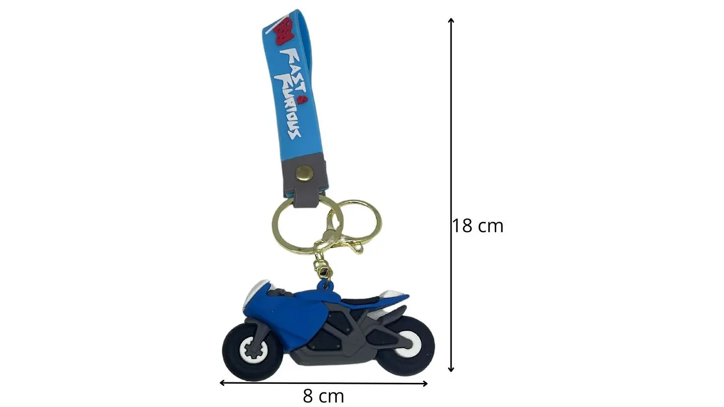 Llavero en forma de motocicleta de goma X1 unidad, 4 colores 3
