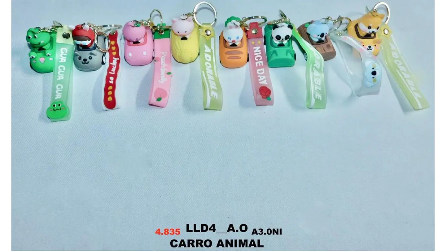 llavero de animales en carro 8opciones 1xund colores variado 4