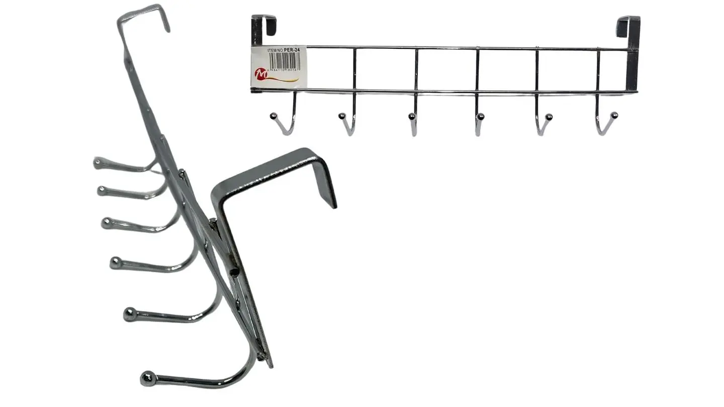 Perchero Organizador Soporte X 6 Ganchos Utensilios Plateado 1