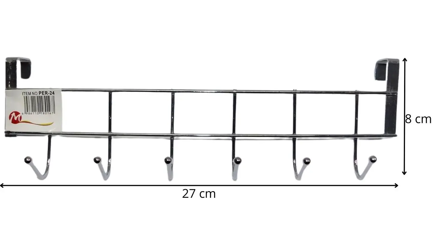 Perchero Organizador Soporte X 6 Ganchos Utensilios Plateado 2