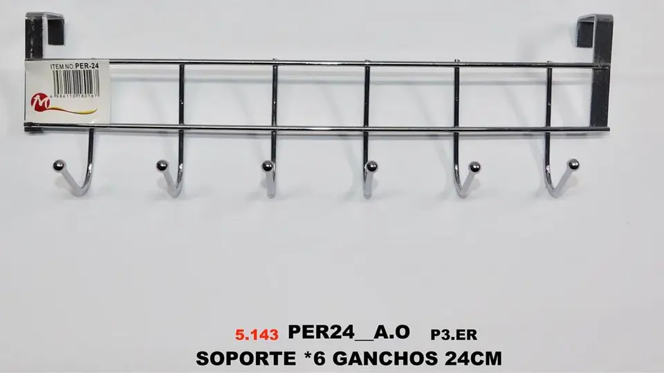 Perchero Organizador Soporte X 6 Ganchos Utensilios Plateado 4