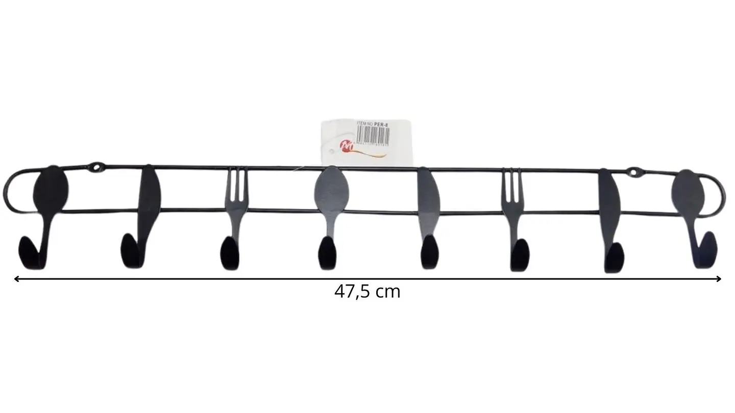 Perchero Organizador Soporte X 8 Ganchos Utensilios Negro 3