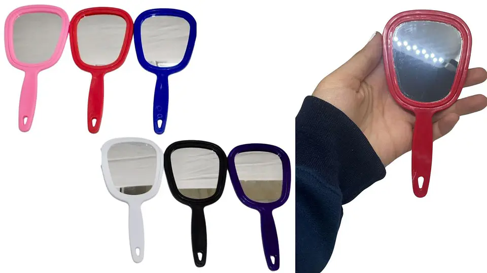 Mini Espejo pequeño de mano portátil 15,5 cm colores variado 1