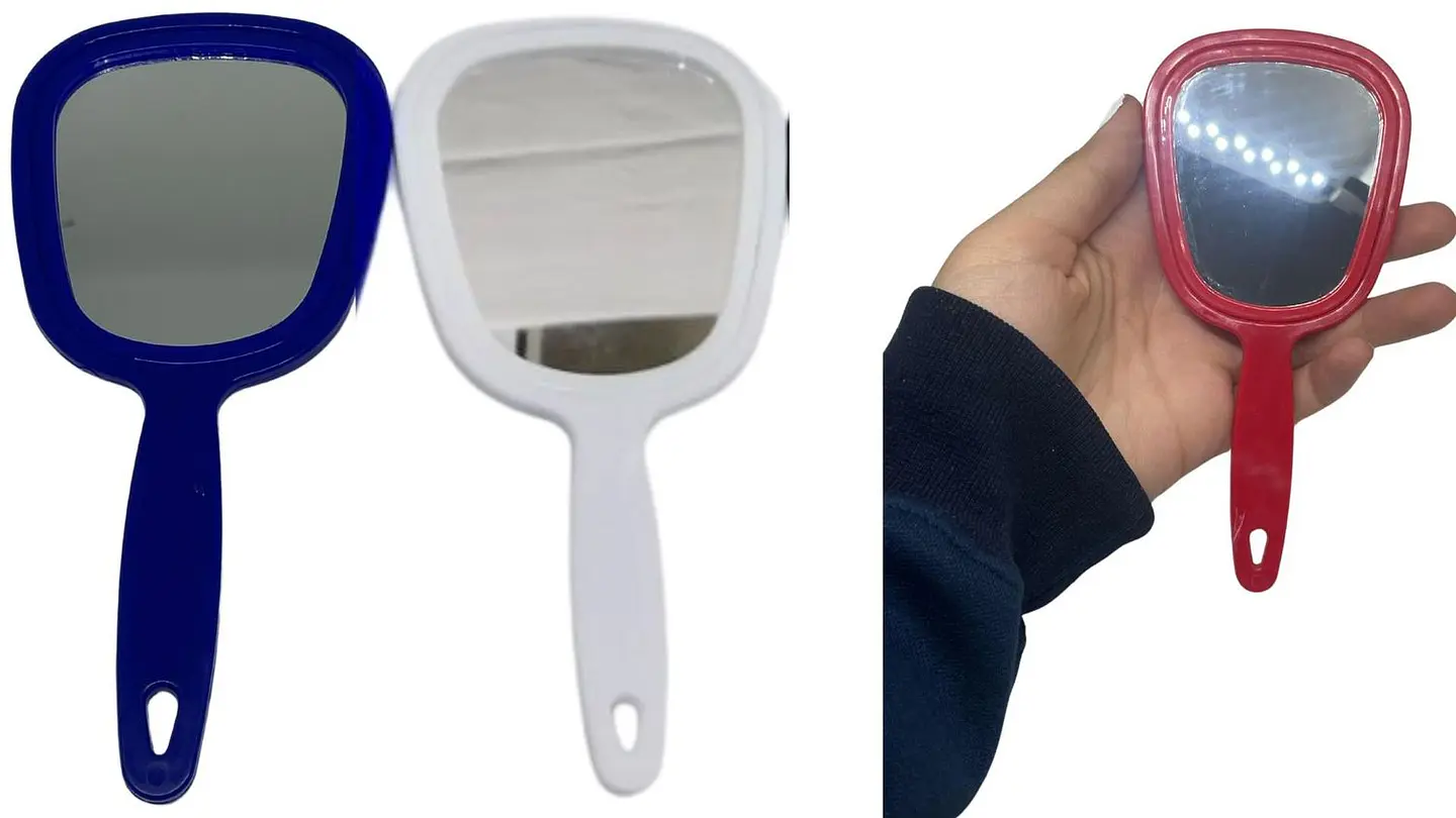 Mini Espejo pequeño de mano portátil 15,5 cm colores variado 2