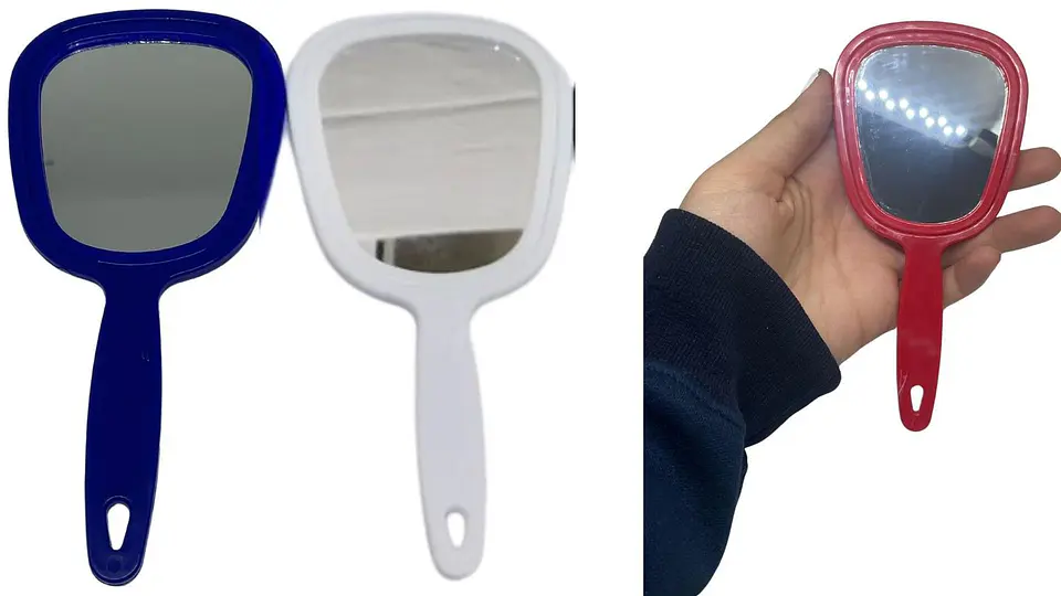 Mini Espejo pequeño de mano portátil 15,5 cm colores variado 2