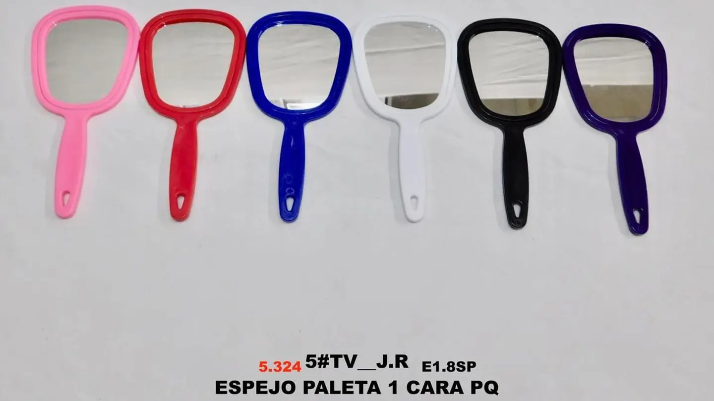 Mini Espejo pequeño de mano portátil 15,5 cm colores variado 4
