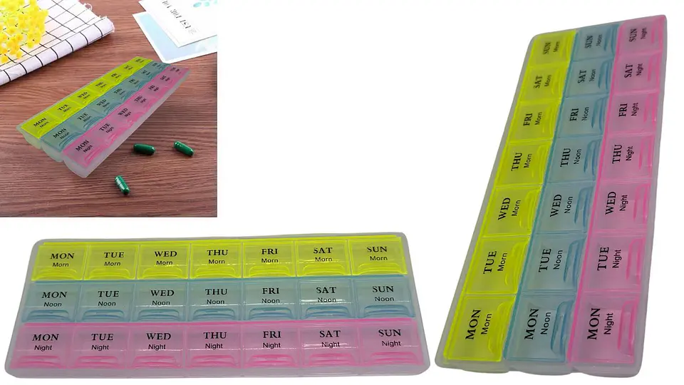 Pastillero Semanal 21 Compartimientos Estuche Transparente 1