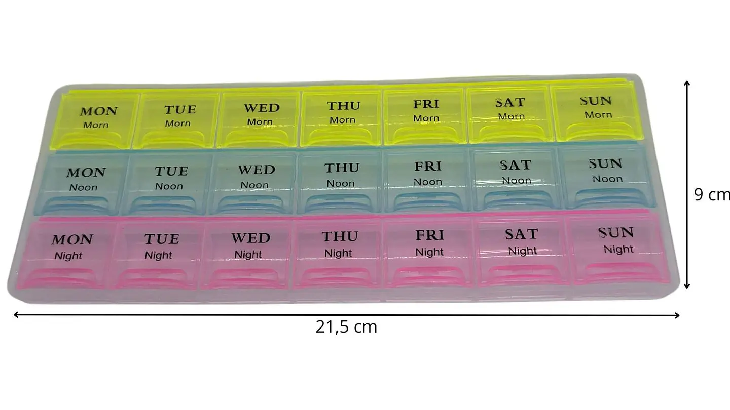 Pastillero Semanal 21 Compartimientos Estuche Transparente 3
