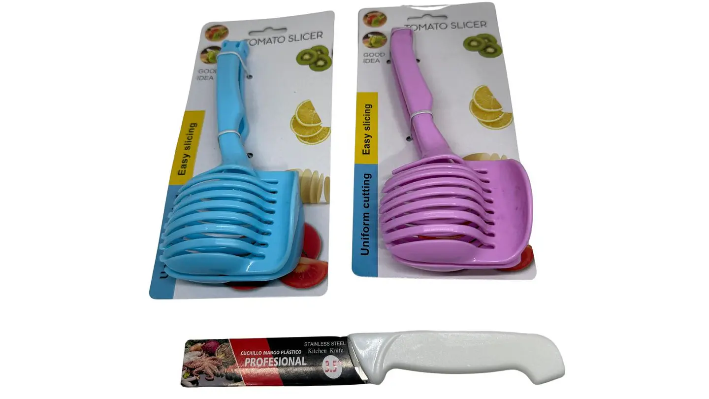 Cortadora De Frutas Verduras Y Pinzas De 2 Piezas + Cuchillo 3