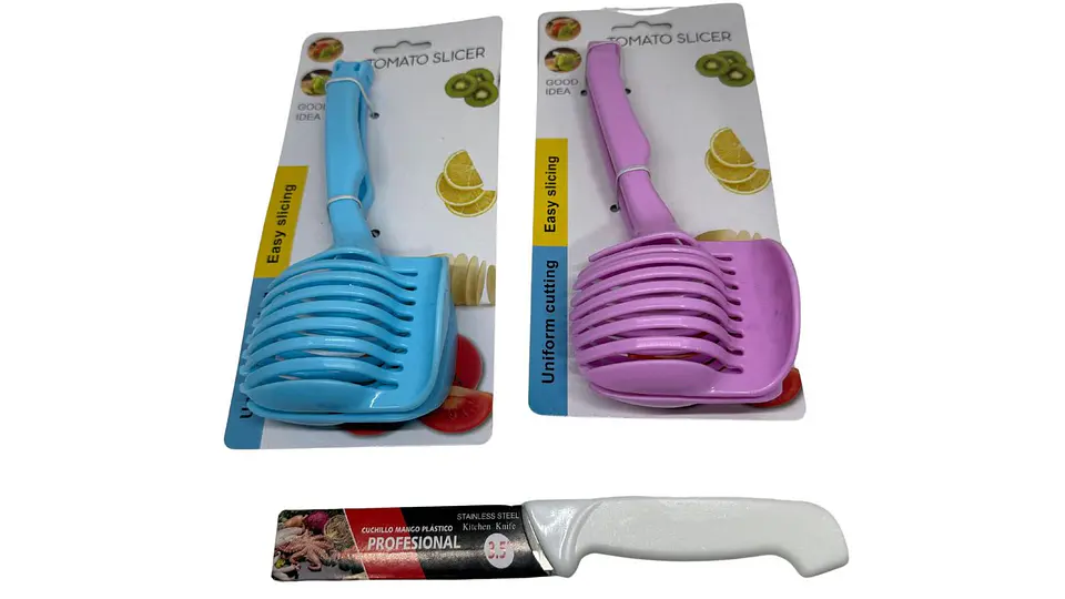 Cortadora De Frutas Verduras Y Pinzas De 2 Piezas + Cuchillo 3