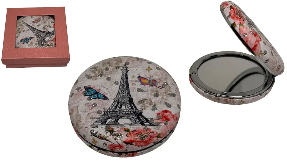 Mini Espejo De Maquillaje Redondo Portátil De Doble Cara 3