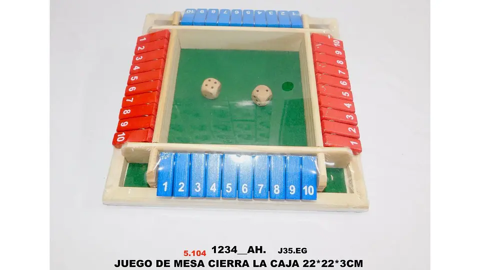 Juego De Mesa Cierra La Caja Shut The Box 4 jugadores 2dados 6