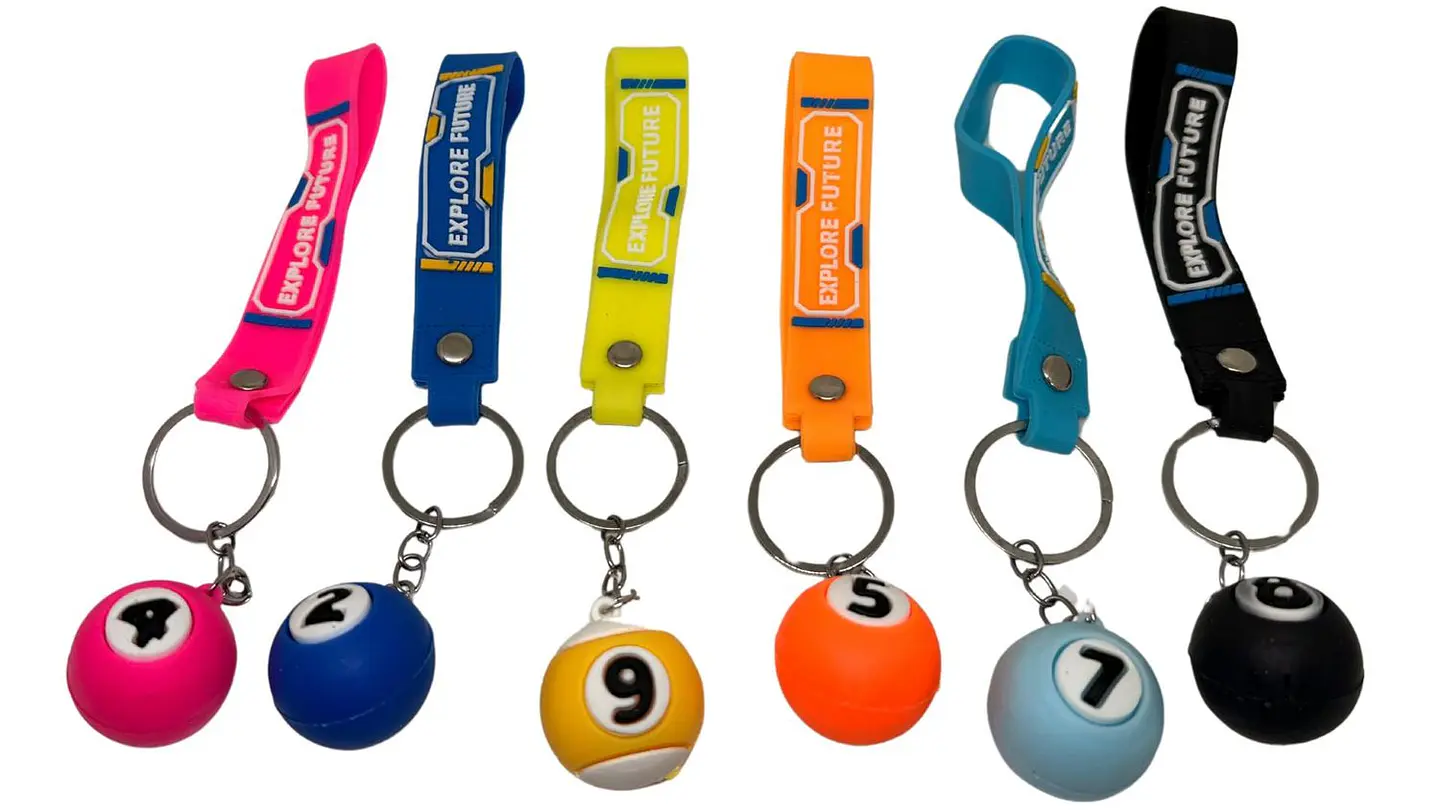 Llaveros Billar Pool Multicolor 6 Colores X 12 Und Silicona 4