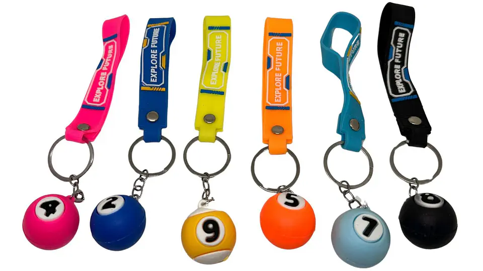 Llaveros Billar Pool Multicolor 6 Colores X 12 Und Silicona 4