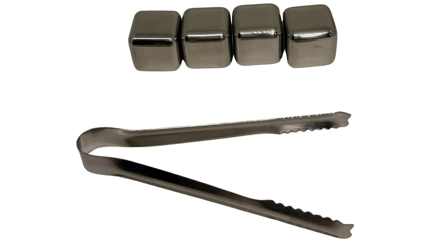 Cubos De Hielo X4 De Acero Inoxidable Reutilizables, con 1 pinza 4