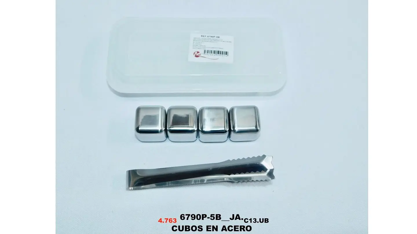 Cubos De Hielo X4 De Acero Inoxidable Reutilizables, con 1 pinza 6