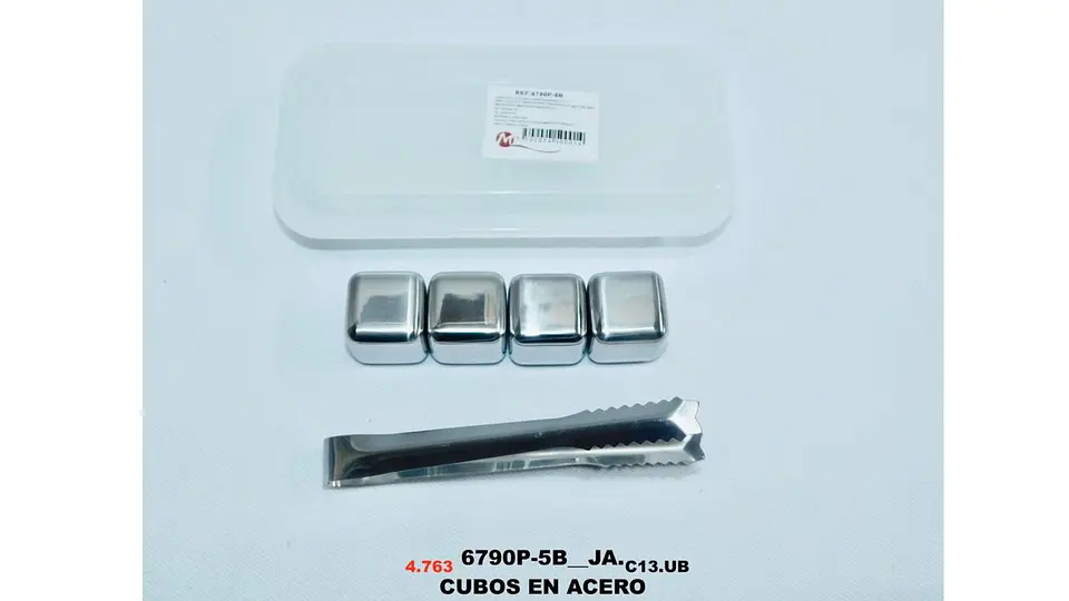 Cubos De Hielo X4 De Acero Inoxidable Reutilizables, con 1 pinza 6