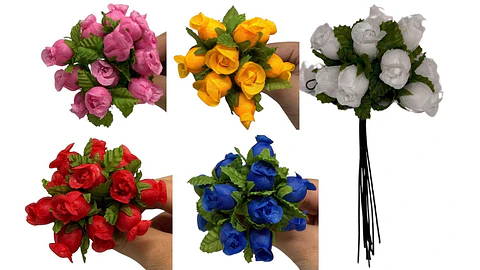 Mini Ramo Rosas 12x12 Flores Artificiales Pequeña Decoración