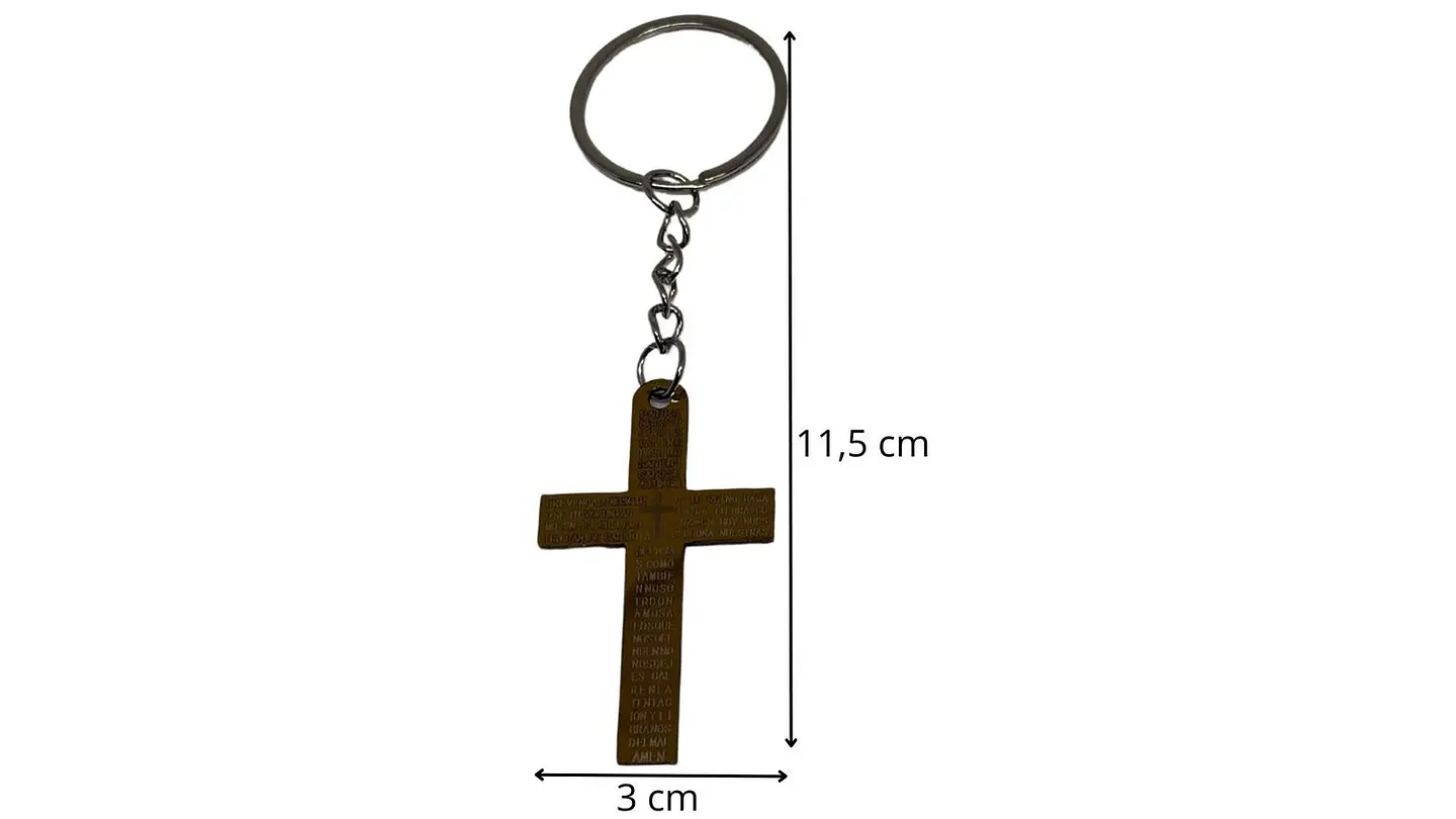 Llavero Metálico en forma d cruz con el Padre Nuestro X12und 6