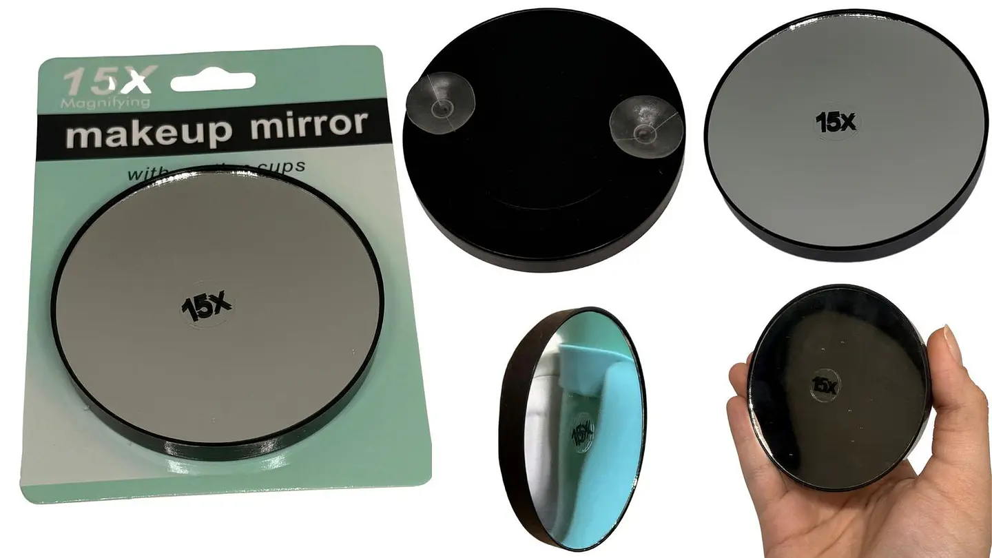 Espejo 15x Que Aumenta El Tamaño Portatil Maquillaje Belleza 1