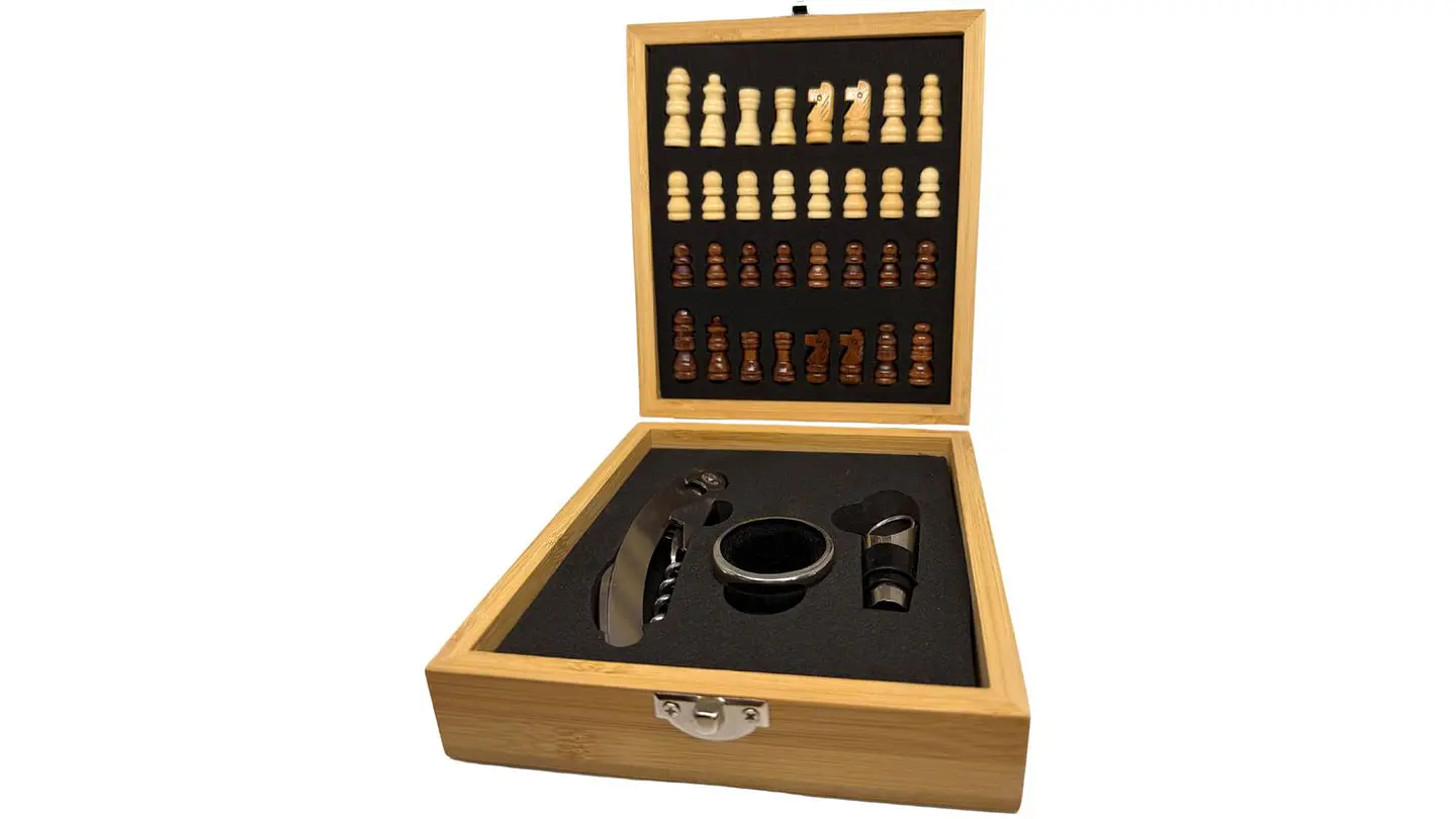 Set Ajedrez madera con +3 accesorios Destapador Sacacorchos 4