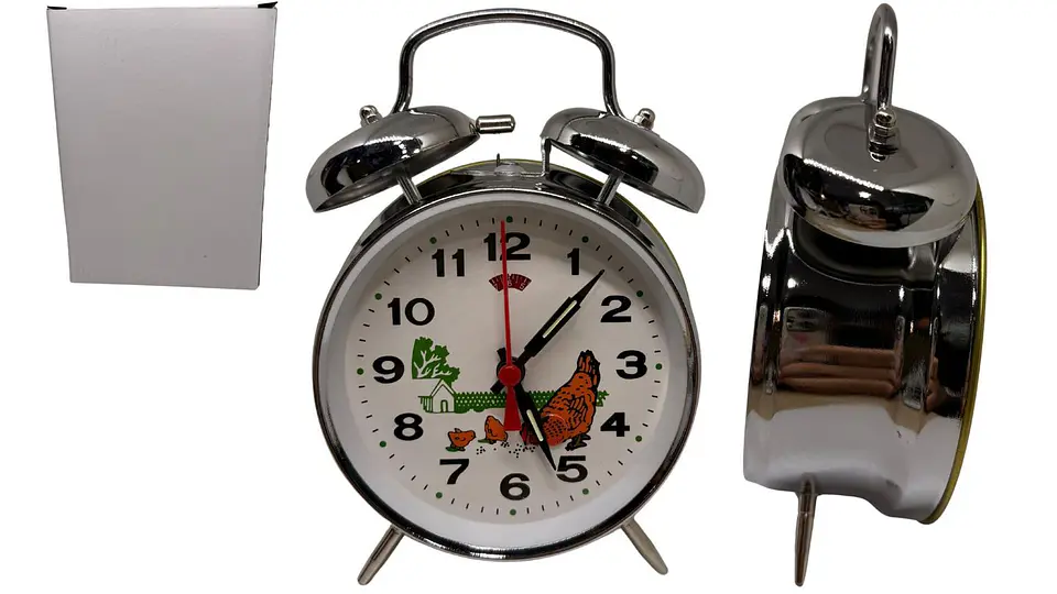 Reloj Despertador Grande Con Alarma cuerda Metálico plateado 1