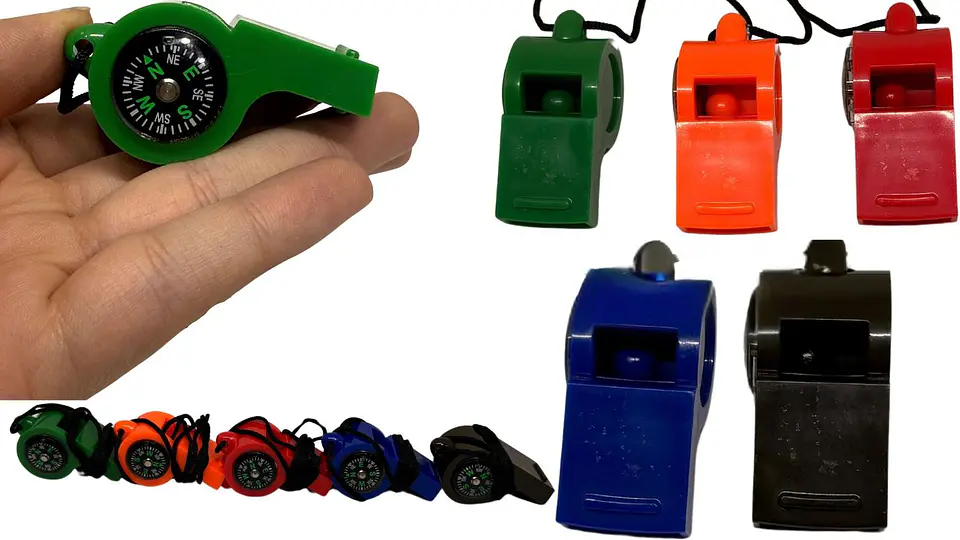 Silbato Pito + Brújula Supervivencia Camping Colores Variado 1