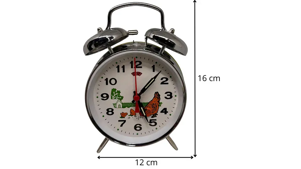 Reloj Despertador Grande Con Alarma cuerda Metálico plateado 3