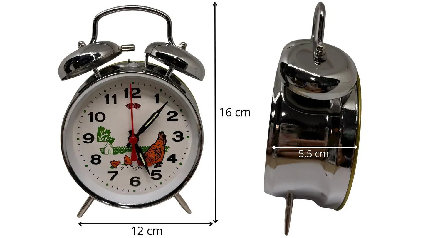 Reloj Despertador Grande Con Alarma cuerda Metálico plateado 5