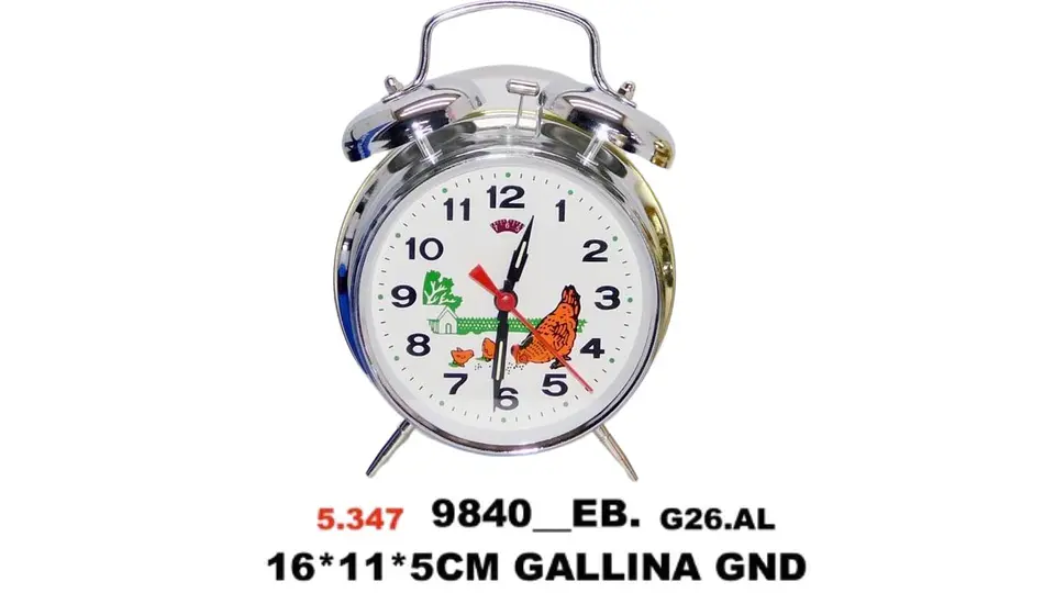 Reloj Despertador Grande Con Alarma cuerda Metálico plateado 6