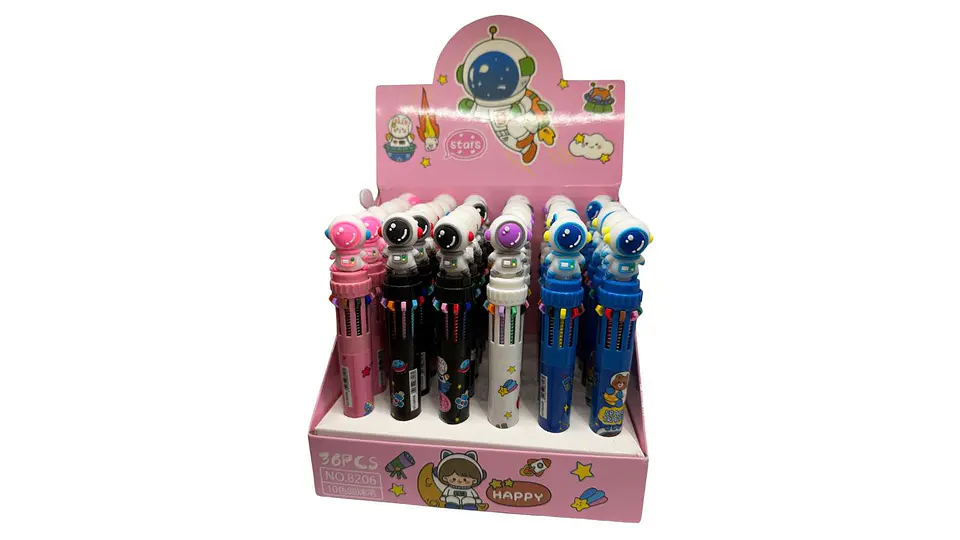 Caja Esfero multi mina 10 colores esfero astronauta X36und 3