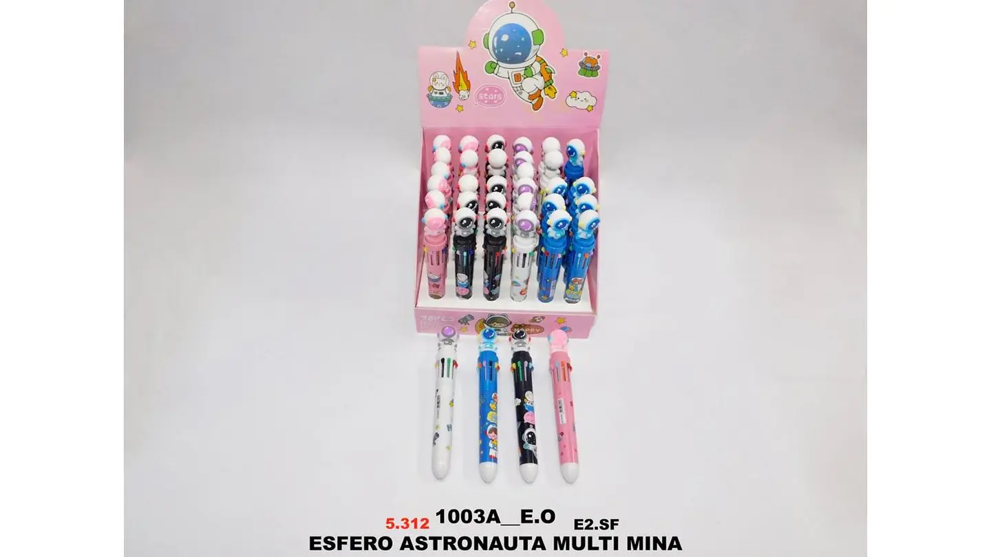 Caja Esfero multi mina 10 colores esfero astronauta X36und 6