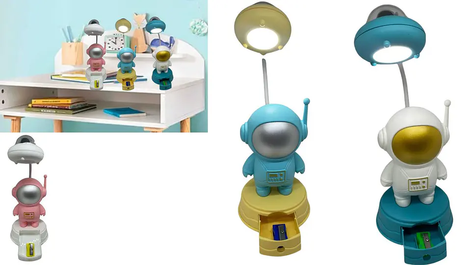 Lámpara Led De Astronauta Con Tajalápiz Ideal Par Escritorio 1