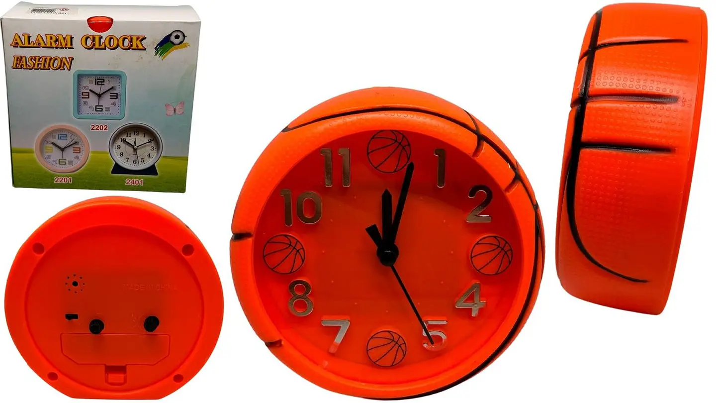 Reloj De Mesa Naranja Despertador Balón de Baloncesto Unisex 1