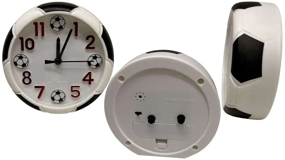 Reloj De Mesa Soccer Despertador Balón De Futbol Unisex Negro 3