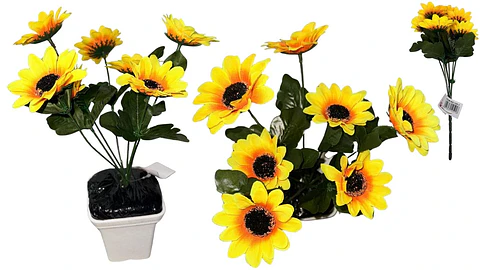 Girasol Decoración Flor Artificiales Ramo Girasoles Amarillo