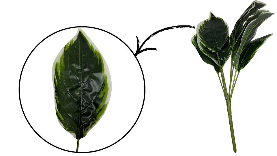 Planta De Hojas Mata Verde Plástico Decoración Artificiales 3
