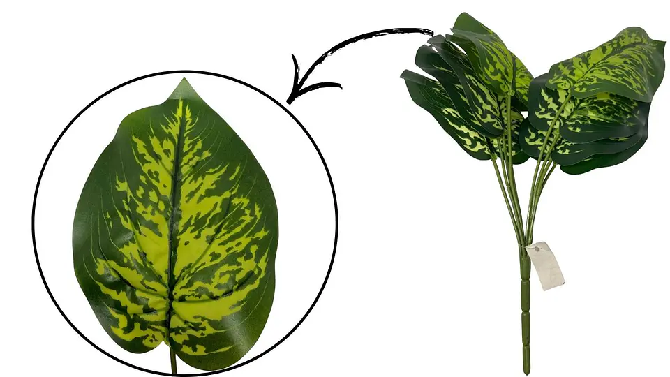 Planta De Hojas Mata Verde Plástico Decoración Artificiales 4