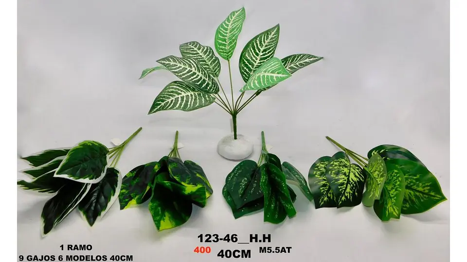 Planta De Hojas Mata Verde Plástico Decoración Artificiales 8