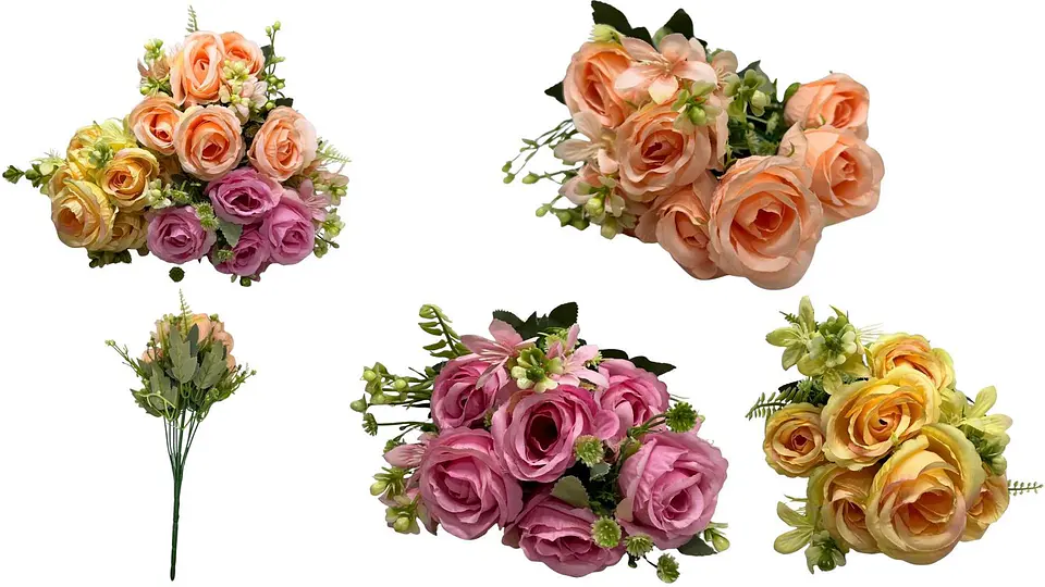 Rosas Ramo Matas Flores Artificiales Decoración Eventos 1