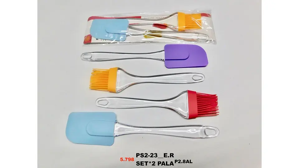 Kit 1 Pincel Brocha De Silicona 1 Espátula Miserable Utensilios 8