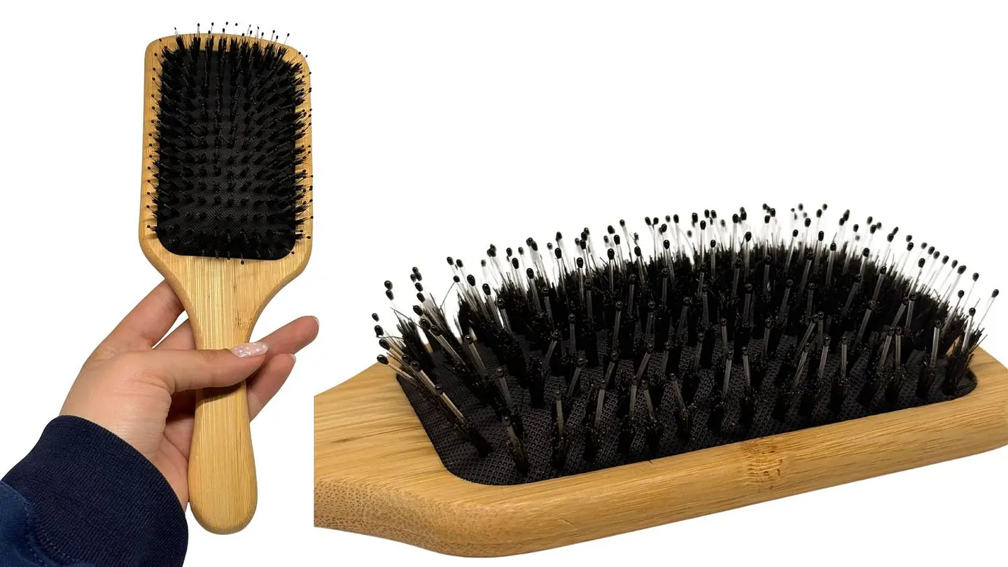 Cepillo Plano liso Peine Cerdas suaves Para Cabello De Bambú 4