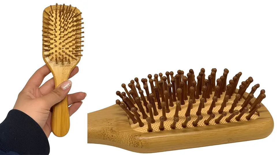 Cepillo De Bambú Plano Para Cabello Cerdas en Bambú Peine 1