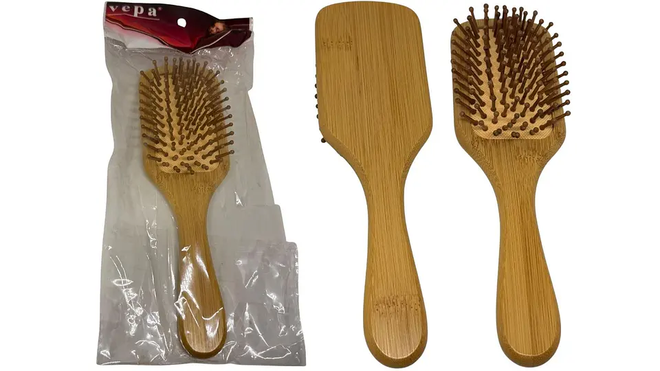 Cepillo De Bambú Plano Para Cabello Cerdas en Bambú Peine 2
