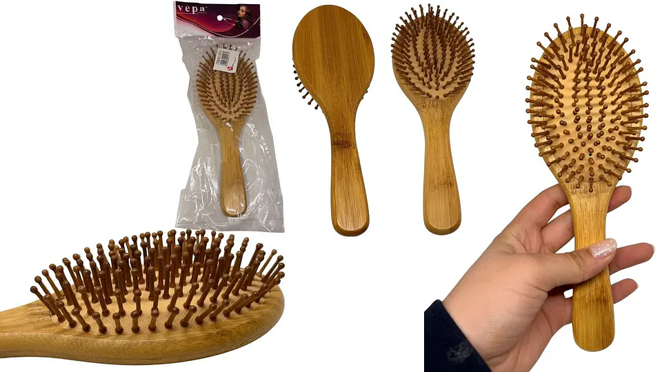 Cepillo De Bambú ovalado Para Cabello Cerdas En Bambú Peine 1